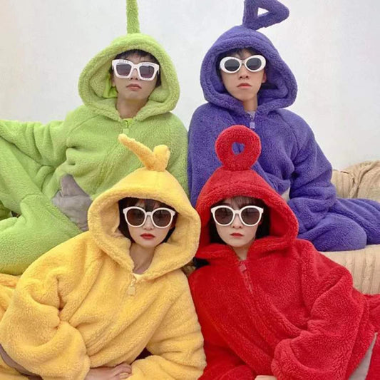 Adult Kids Costume Home 4 Colors Funny Tinky Winky Anime Tele baby tubbies Laa-Laa Po Soft Long Sleeves Piece Pajamas Costume