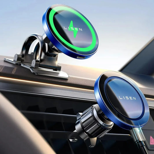 LISEN Hot sales 15W Magnetic Car Mount Charger  Charging Mount Wireless for iPhone 16 Pro Max Accessories Fits