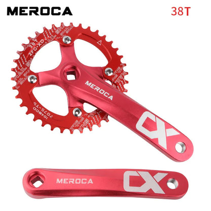MEROCA Bicycle Crank Chainwheel 104BCD Bike Crankset Aluminum Alloy with Bottom Square Hole 170mm Crank 32/34/36/38/40/42T Plate