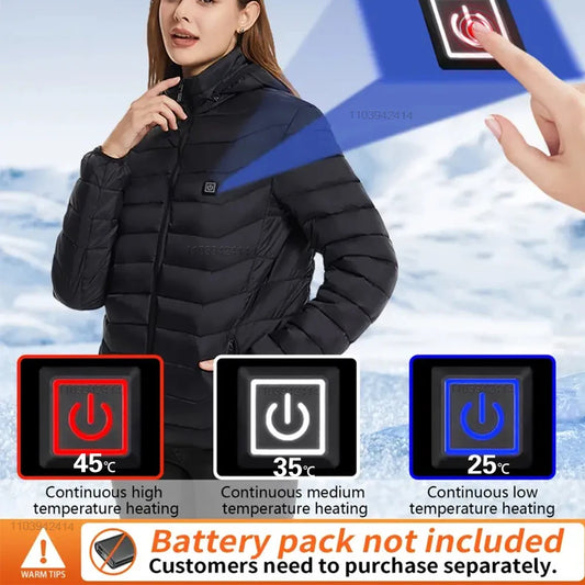 9 Areas Heated Jacket USB Electric Self Heating Jacket for Men Women Winter Cotton Coats Ski Hunting Down Jacket Heated Clothing