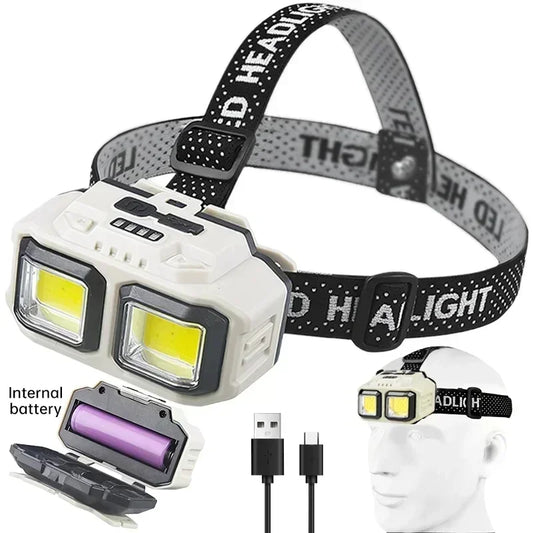 Powerful LED Induction Headlamp 4 Lighting Modes Type-C Charge Head Flashlight Outdoor Waterproof Camping Fishing Headlight