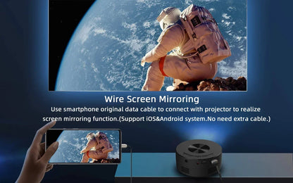 YT200 mini projector led mobile video home theater media player kids gift cinema wired same screen projector for iPhone Android