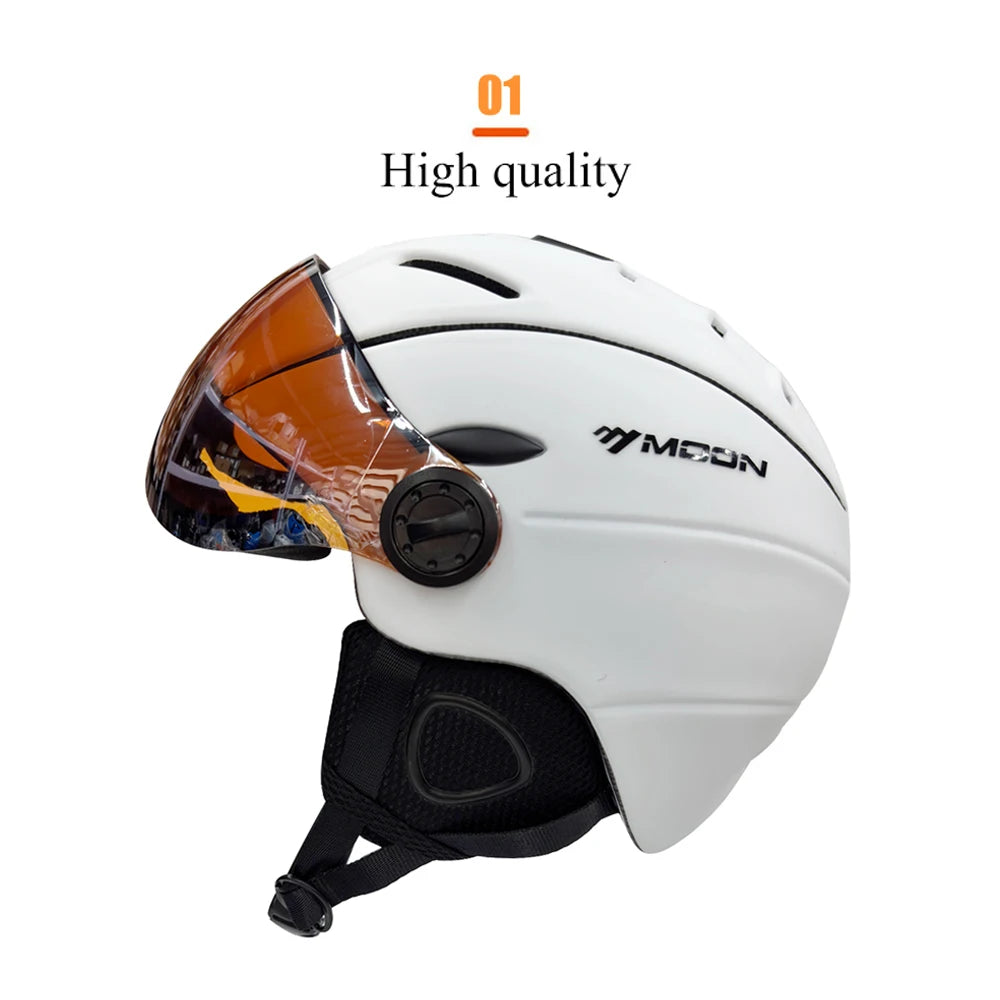 MOON Skiing Helmet With Goggles PC+EPS High-Quality Ski Helmet For Adult Outdoor Snowboard Skateboard Helmet Protective Ski Gear