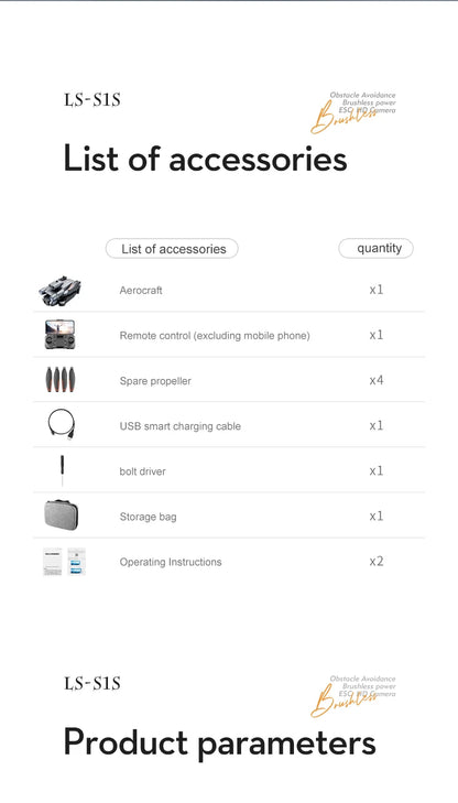 Popular S1S drone 8K high-definition dual camera brushless motor four axis foldable obstacle avoidance aircraft children's toy