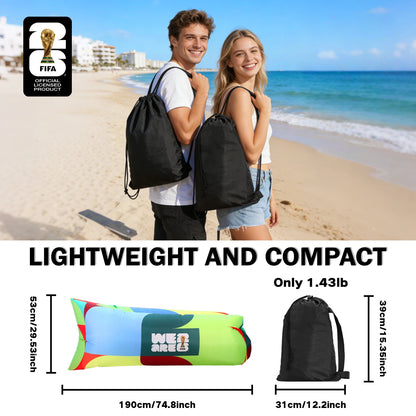 FIFA World Cup 2026 Inflatable Sun Lounger, Air Sofa Hammock Inflatable Couch for Camping Backyard Lakeside Balloon