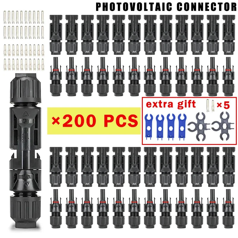 200/100/40/20/10 Pcs Photovoltaic Solar Connectors - 1000V 30A, 2.5/4/6mm² for PV/MC Cable, Panel Connectors Kit