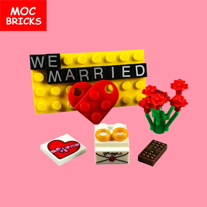 MOC Bricks Figure bracelet diamon bride groom Marriage Marry wedding Chain Building Blocks Assembled Kids Friends Toys Gift