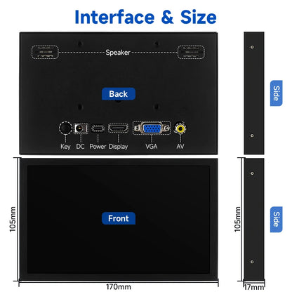 7 Inch Portable Display IPS 1024x600 LCD HDMI-compatible VGA AV Input DC Type C Power In for PC Laptop Camera TV Box DVD ScreenComputer MonitorsGoWisse.com