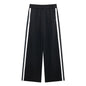 TRAFZA 2024 New Women Casual Black Trousers Suits Sports Short Jacket + Female Vinatge Black White Patchwork Baggy Pants Street