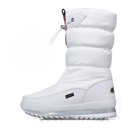 Winter thick women's snow boots Warm Plush Mid-calf Boots Non slip Waterproof  Platform Snow Boot Casual Female White shoes