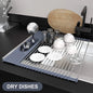 Kitchen Rolling Dish Drainer Roll Up Dish Drying Rack Over The Sink kitchen accessories,storage organization Foldable bowl shelf