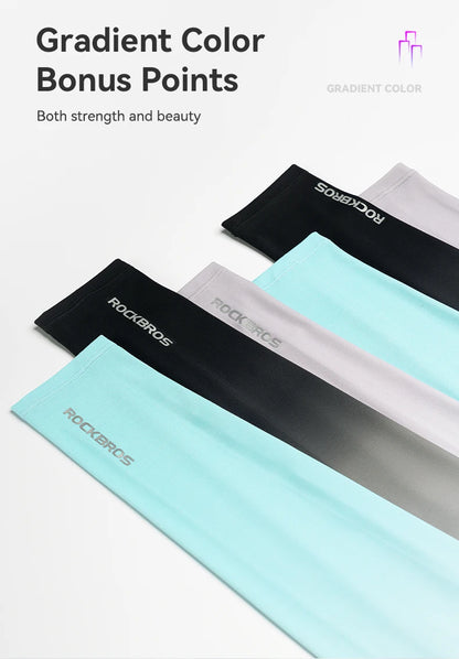 ROCKBROS Bicycle Arm Sleeves Ice Silk Sun UV Protection Sports Cycling Arm Sleeves Cover Breathable Running Fitness Arm Sleeves
