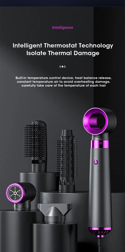 2025 Electric Hair Dryer 5in1 Multifunctional Hair Straightener Negative Ion Hair Care Curler Blow Dryer Styling Set Strong Wind