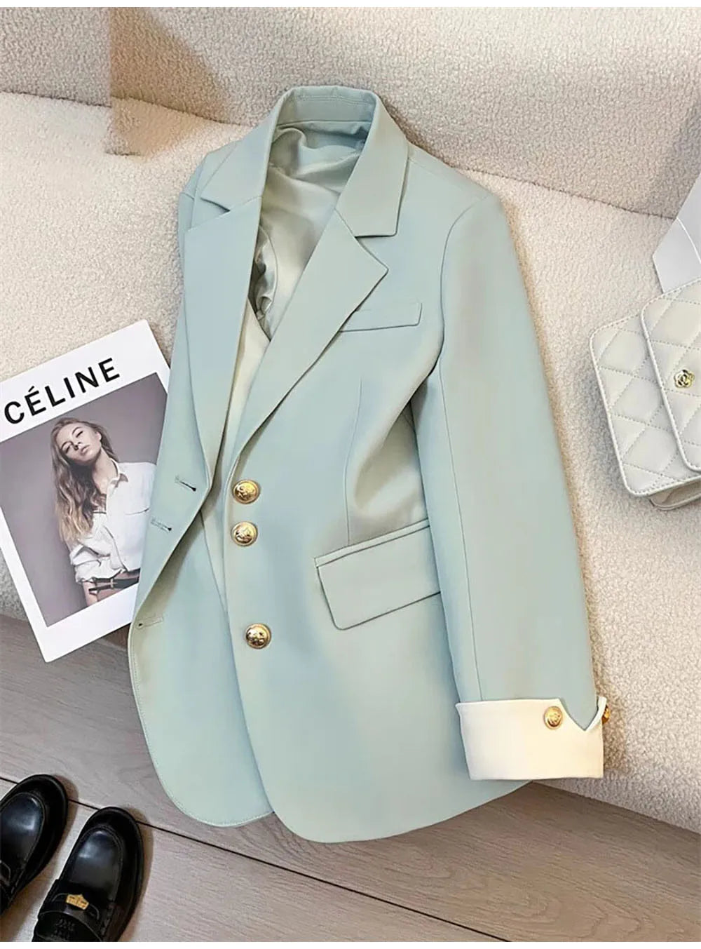 Autumn Winter Office Lady Blazer Jacket Women 2024 Fashion Long Sleeve Coat Woman Blazers Feminino New In Outerwears Casual