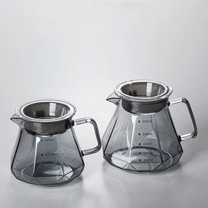 Leeseph Espresso Glass Carafe Coffee Pot, Pour Over Coffee Filter Kettle - 400ml 600ml Diamond Glass Coffee Sharing Pot