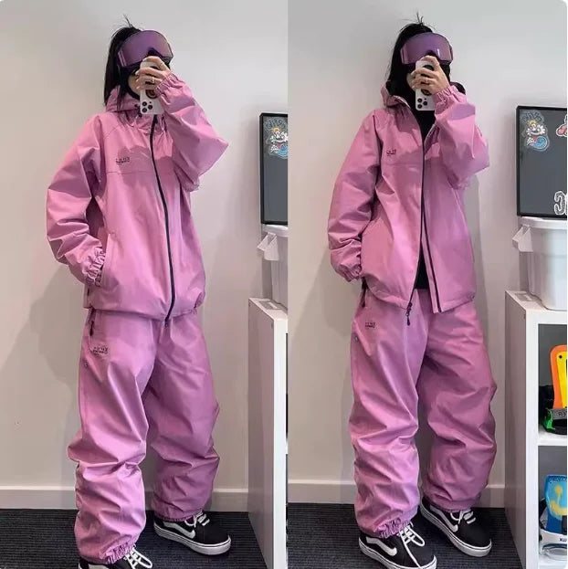 John snow 2024 New Male female couple Single and double board Ski suit set Loose type waterproof keep warm Ski pants ski jackets