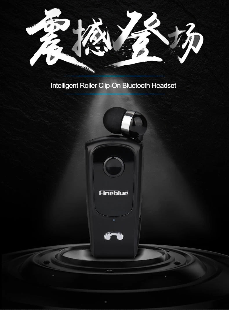 Fineblue F920 Wireless Retractable Portable Mini Bluetooth Headset Calls Remind Vibration Wear Clip Sports Running Earphone
