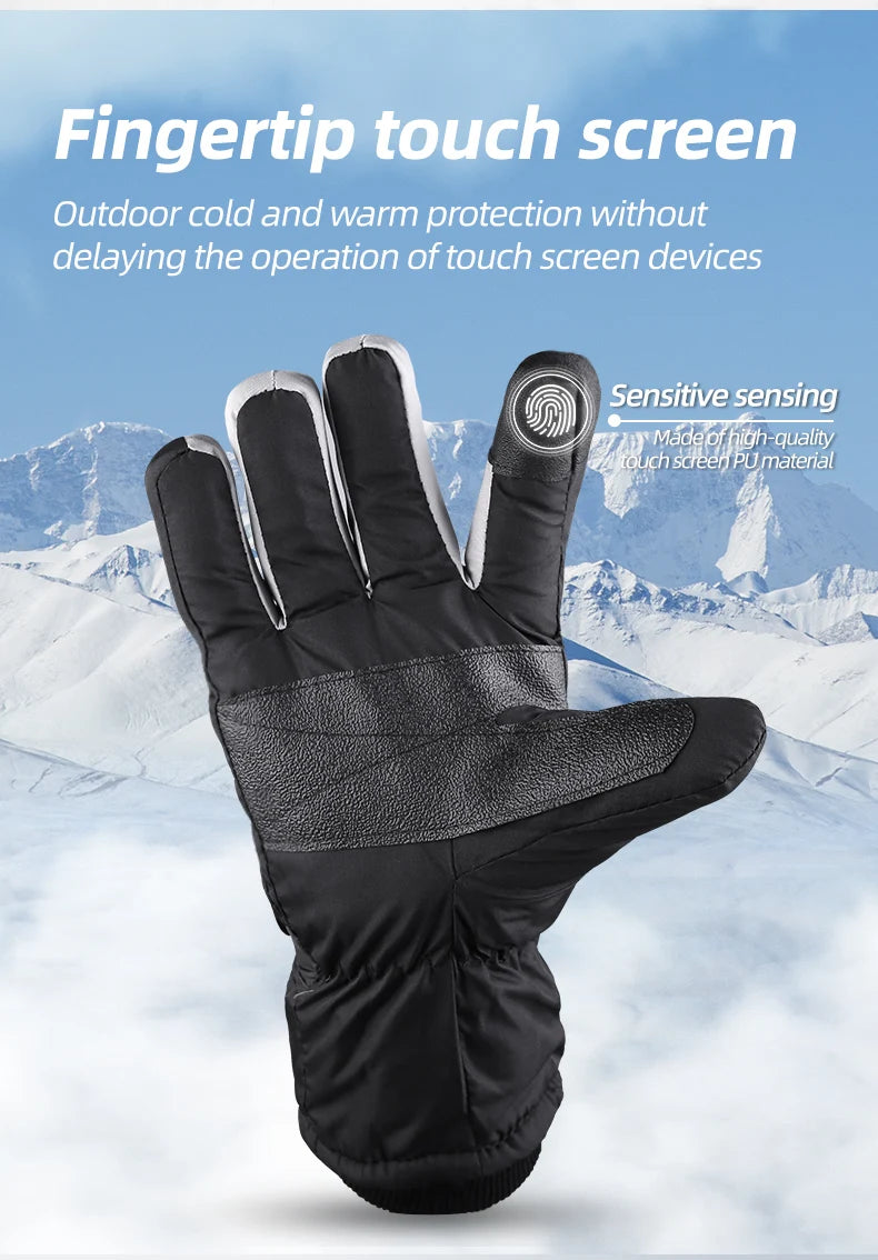 PHMAX Winter Ski Gloves Men Women Gloves Touch Cold Snowboard Motorcycle Cycle Gloves Outdoor Sports Warm Thermal Fleece Running