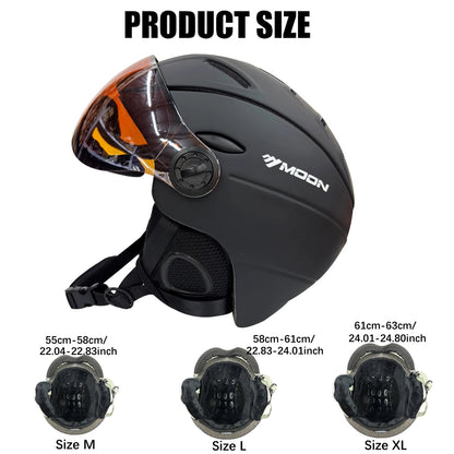 MOON Skiing Helmet With Goggles PC+EPS High-Quality Ski Helmet For Adult Outdoor Snowboard Skateboard Helmet Protective Ski Gear
