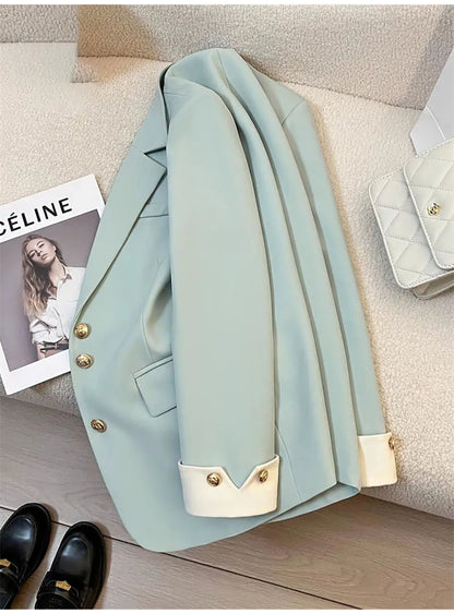 Autumn Winter Office Lady Blazer Jacket Women 2024 Fashion Long Sleeve Coat Woman Blazers Feminino New In Outerwears Casual
