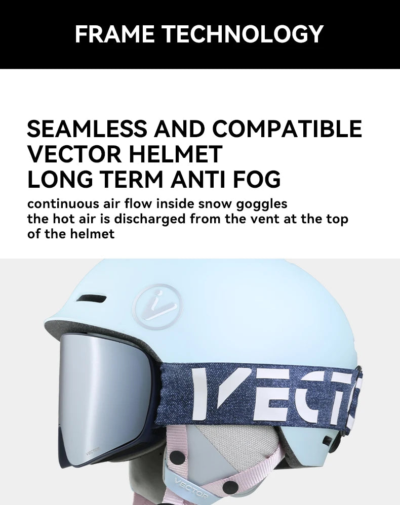 VECTOR Brand Double Layer Anti Fog Magnetic Absorption Cylindrical Ski Goggles UV400 Men Women Ski Glasses Snowboard poc glasses