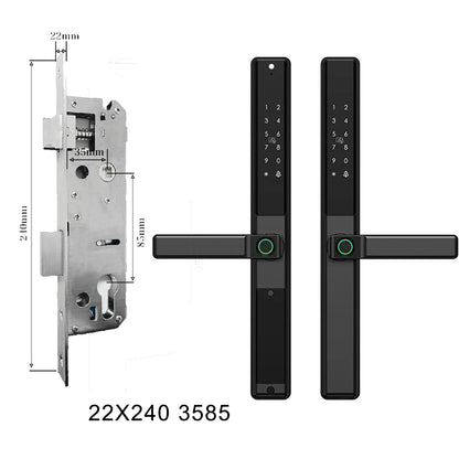 Waterproof Sliding Door Smart Lock Tuya WiFi Fingerprint Digital Code RFID Card Anti-Lock Aluminum Double-Side Electronic Lock