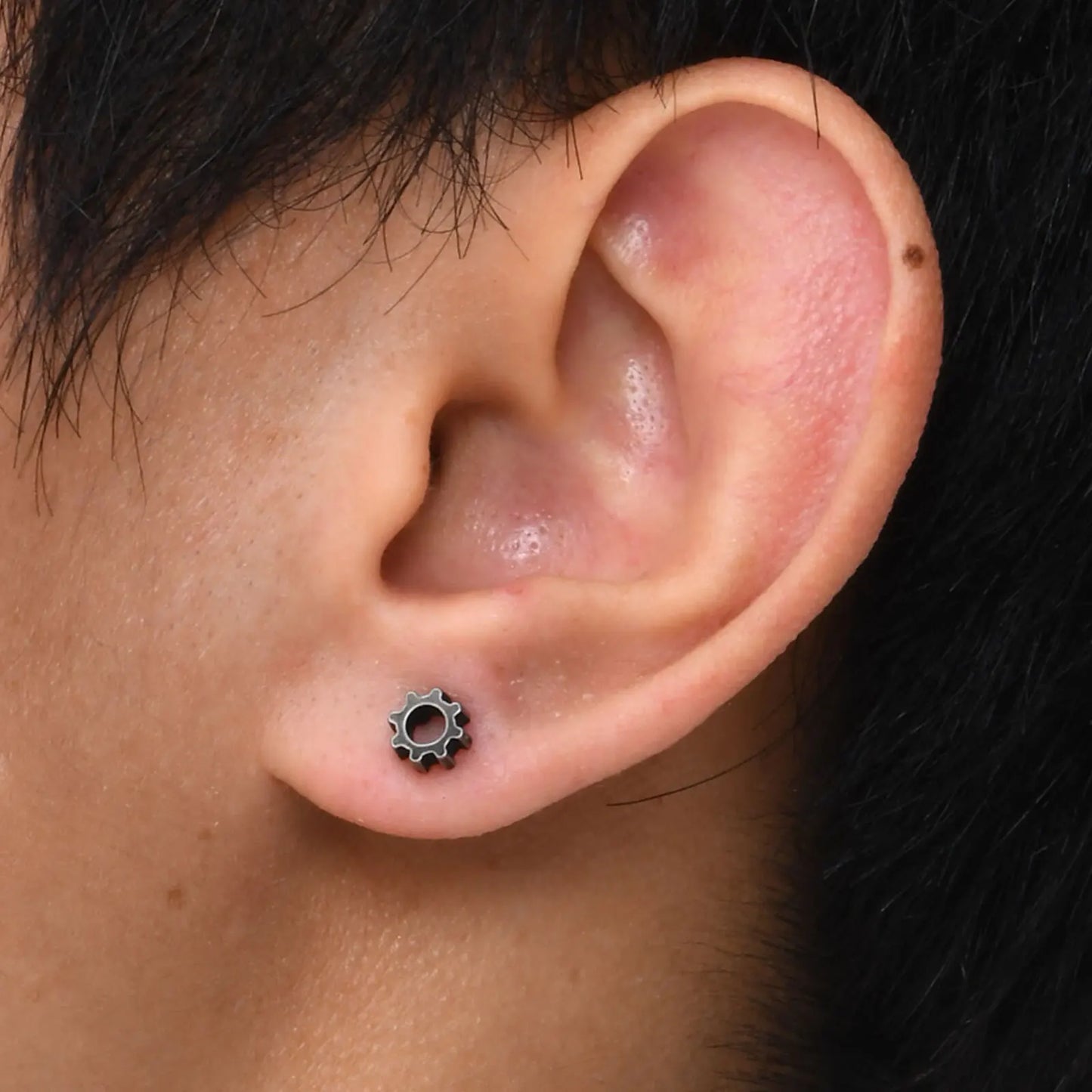 Retro Grey Stud Earrings for Men Boys,Anti Allergy Stainless Steel Ear Studs,Rock Punk Jewelry Anniversary Birthday Gifts