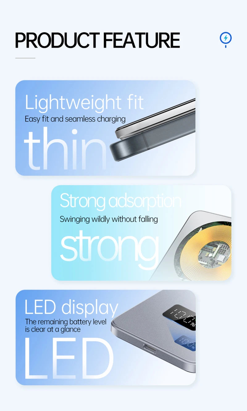 Brand New20w 10000mah Thin Wireless Power Bank Magnetic Portable Fast Charging External Battery For Magsafe For Iphone 15 14 13