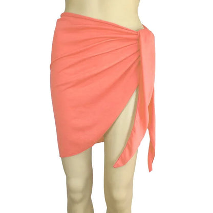 Summer Solid Bikini Cover Ups Shorts Pareo Wraps Sarong Skirt Swimsuit Beachwear Women Beach Skirts Swimwear Half Wrapped Skirt