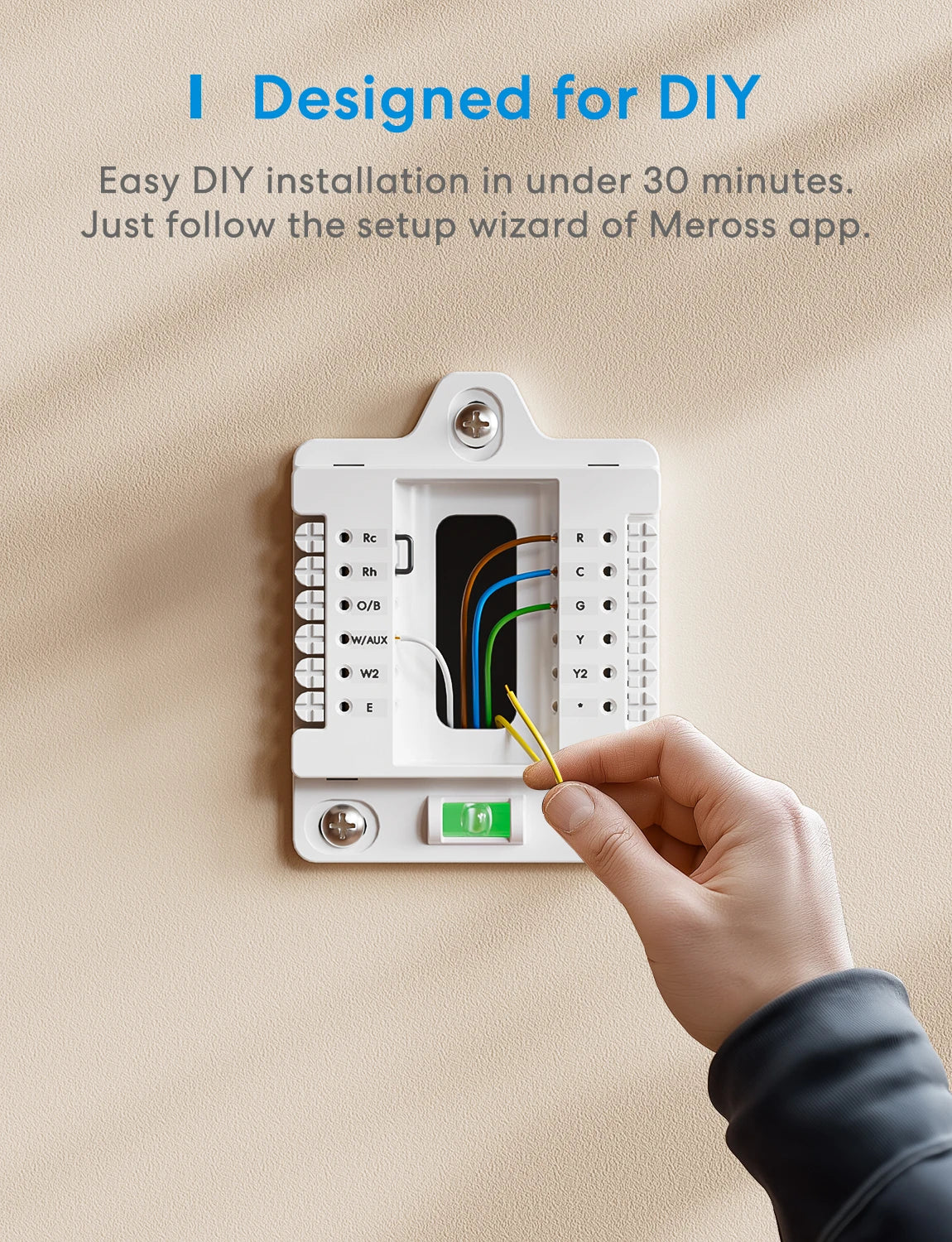 Meross Matter Smart US Wi-Fi Thermostat Compatible with 95% heating and cooling systems Work with Alexa Homekit