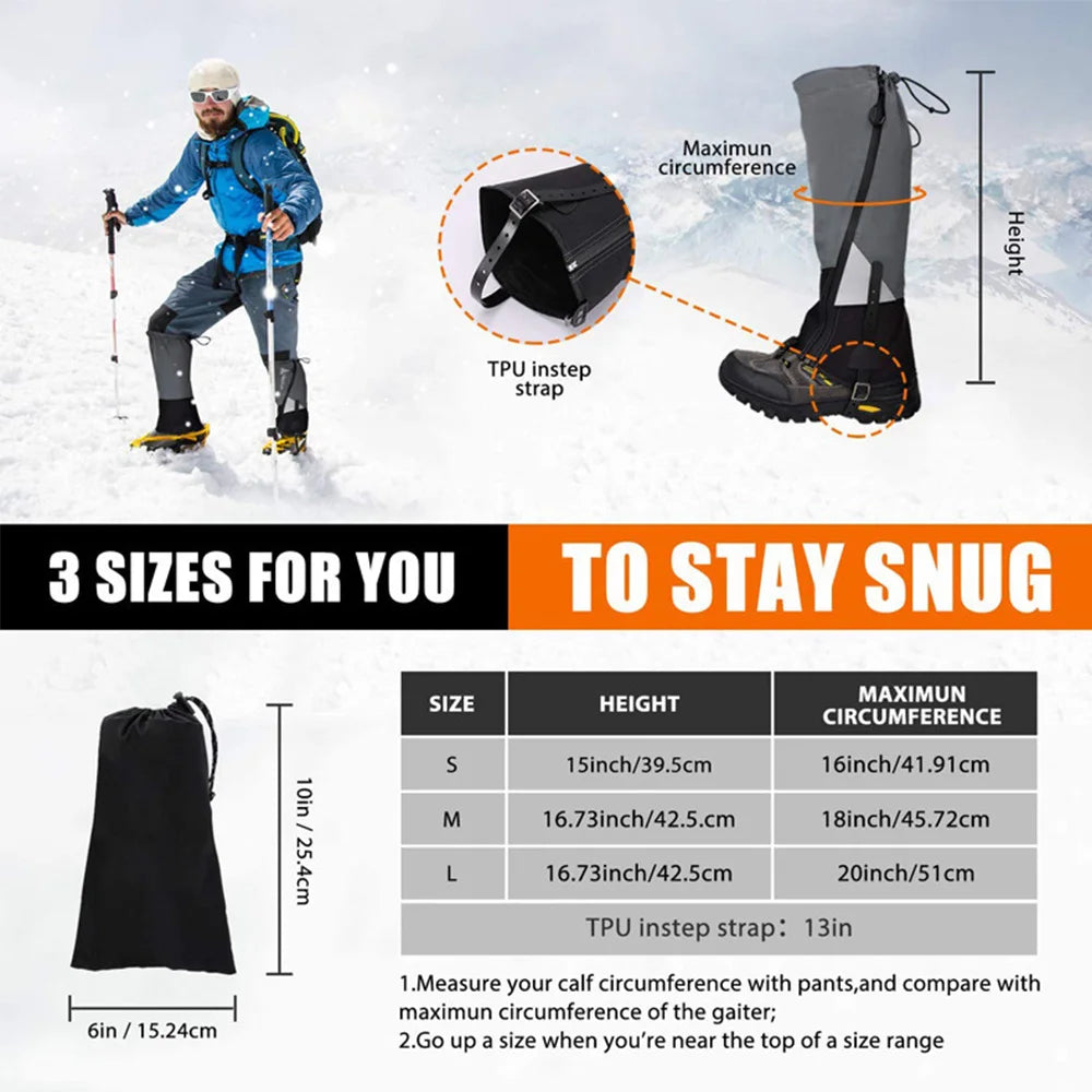Legging Gaiter Travel Outdoor Leg Warmers Hiking Skiing Waterproof Winter Shoe Cover Boot Tourist Foot Protection Guard
