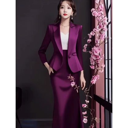 High Quality 2025 Fashion Party Women's Two Pieces Set French Luxury Jacquard Patchwork Tops+High Waist Midi Skirt Women's Suit