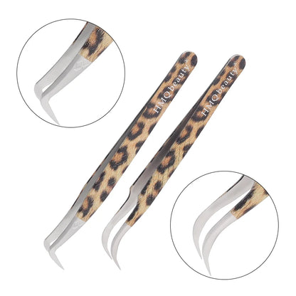 Leopard Eyelash Tweezers Stainless Steel High Quality Lash Tweezer For Lashes Extension Anti-Static 3D Accurate Clip Makeup Tool