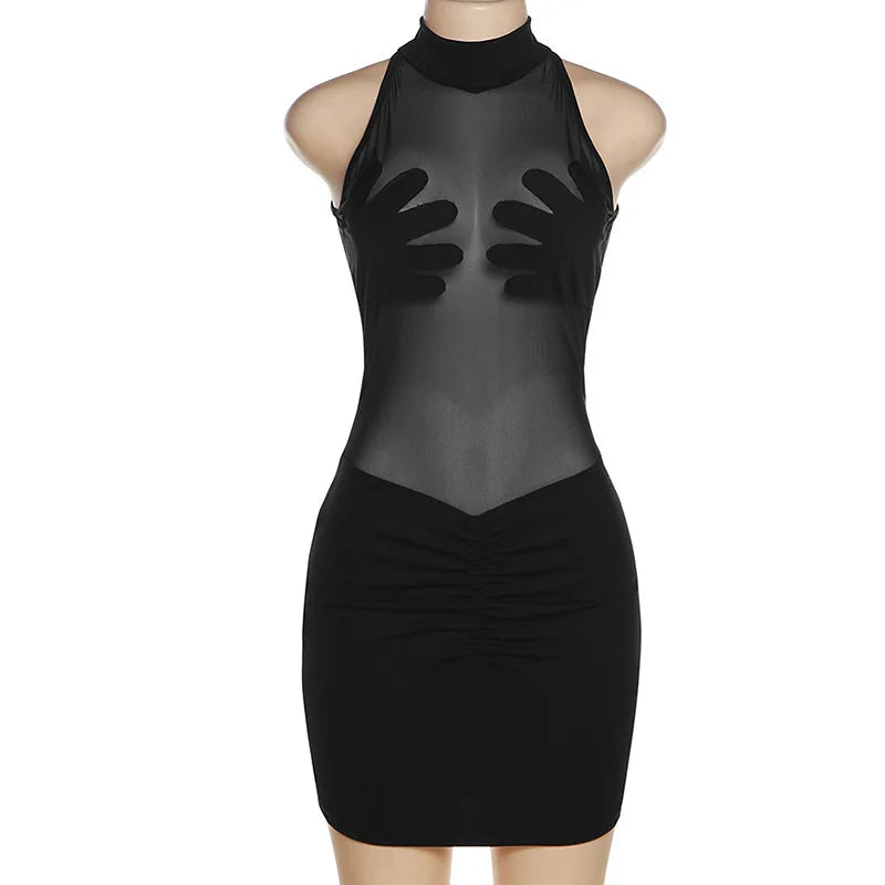 Europe and America Sexy zara traf Fashion See Through Bodycon Elastic ropa de mujer Club outfits for women 2025