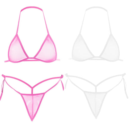 2PCS Women Sexy Lingerie Sets Ultra-thin Mesh Wirefree Bra Set Lingerie Ultra Hot Women's Transparent Exotic Underwear Sets