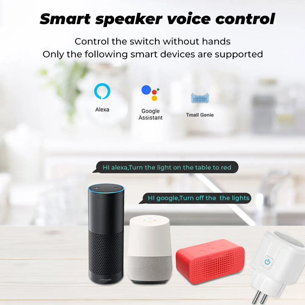 TUYA Smart Plug WiFi Socket EU 16A/20A With Power Monitor Timing Function Voice Control Works With Alexa Google Home