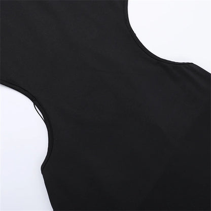 Nibber Cross Bandage Dress Women Y2K Butterfly Metal Hollow Backless Sleeveless Fitness Midnight Club Summer Vacation Bodyco