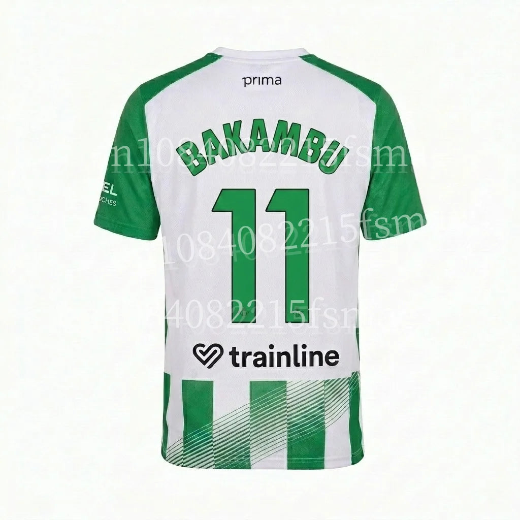 2026/27Men Green White Striped Soccer Jersey Short Sleeve Quick Dry Football Shirt Breathable Sports Shirt Team Training Uniform
