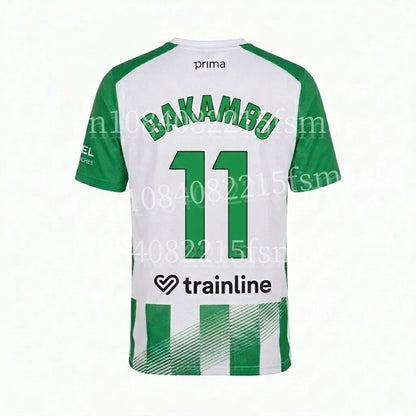 2026/27Men Green White Striped Soccer Jersey Short Sleeve Quick Dry Football Shirt Breathable Sports Shirt Team Training Uniform