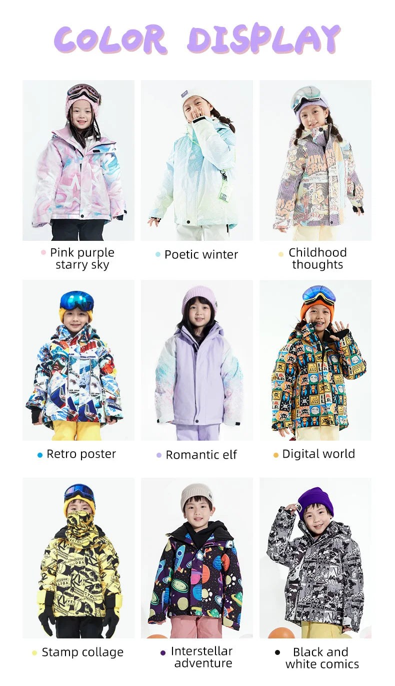 VECTOR Ski Professional Children's Ski Jacket Warm Waterproof Boys Girls Outdoor Skiing Snowboarding Winter Ski Kids