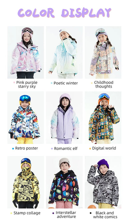 VECTOR Ski Professional Children's Ski Jacket Warm Waterproof Boys Girls Outdoor Skiing Snowboarding Winter Ski Kids