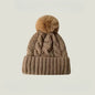 Winter Twist Knitting Hats Warm Fur Pompom Thick Plush Cap Beanies Solid Ladies Versatile Ski Snow Skullies Beanies Velvet Hat