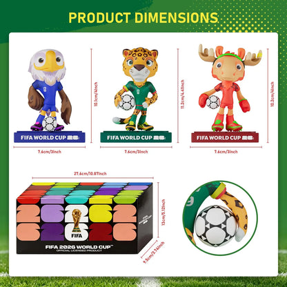 FIFA Official Licensed 2026 World Cup Mascot 3-Piece Collectible Set, Fan Memorabilia - Maple & Zayu & Clutch /9cm/3.54inch 9DZB