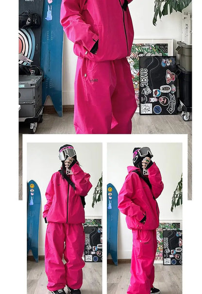 John snow 2024 New Male female couple Single and double board Ski suit set Loose type waterproof keep warm Ski pants ski jackets