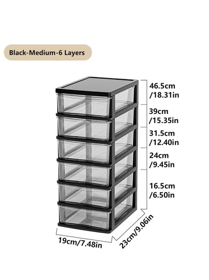 2-6Layers Medium Desktop Storage Box with Drawer Heightened Table Organizer Plastic Office storage cabinet  for home Stationery