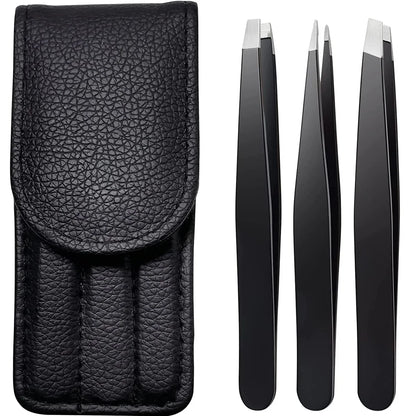 3pcs Premium Stainless Steel Eyebrow Tweezers Set  Precision Sharp Tip Tweezers for Body Ingrown and Facial Hair Removal