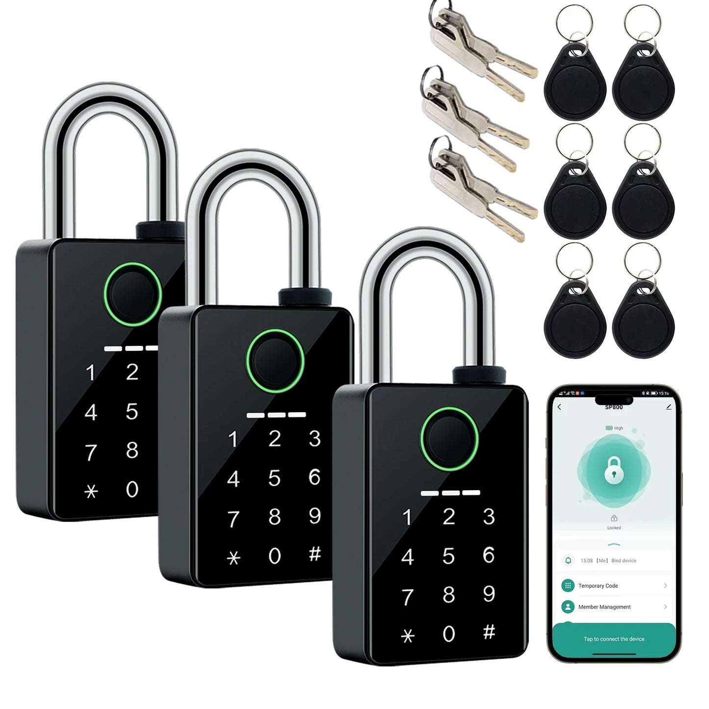 Tuya Password Bluetooth Padlock Touch Screen RFID IC Card Key Home Security Waterproof Cabinet Electronic Bag Luggage Padlock