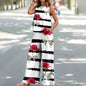 Bohemian Leaf Print Holiday Pants Set Round Neck Elegant Temperament Summer Sleeveless Top And Pants Hawaii Vacation Womenswear