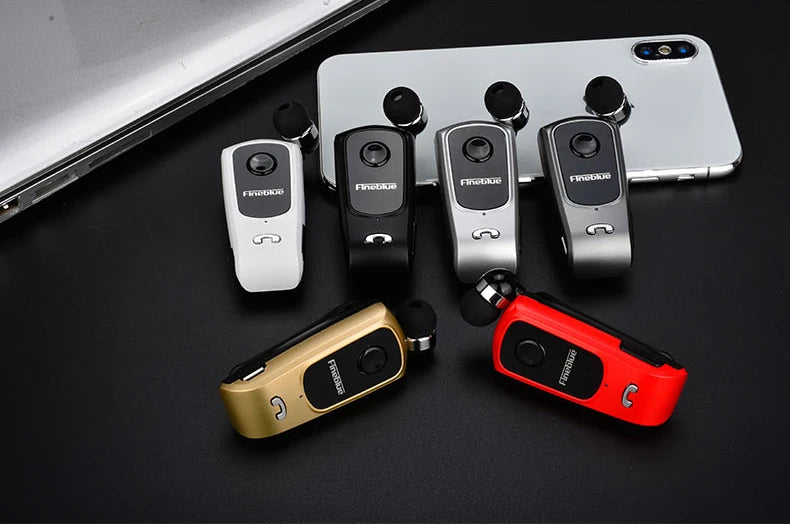 Fineblue F920 Wireless Retractable Portable Mini Bluetooth Headset Calls Remind Vibration Wear Clip Sports Running Earphone