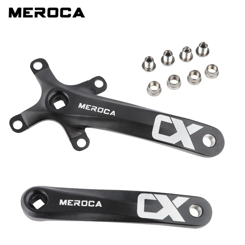 MEROCA Bicycle Crank Chainwheel 104BCD Bike Crankset Aluminum Alloy with Bottom Square Hole 170mm Crank 32/34/36/38/40/42T Plate
